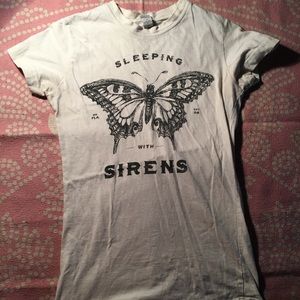 sleeping with sirens white butterfly tshirt sm
